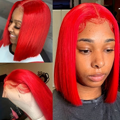 Short Bob 13x4 Lace Frontal Wig Brazilian Human Hair Preplucked