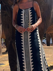 Plus Size Geometric Print Backless Cami Dress