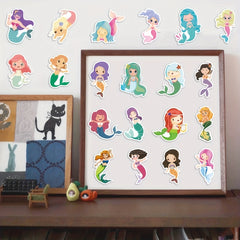 50 Mermaid Stickers For Girls - Mermaid Decals For Laptop Cups Water Bottles