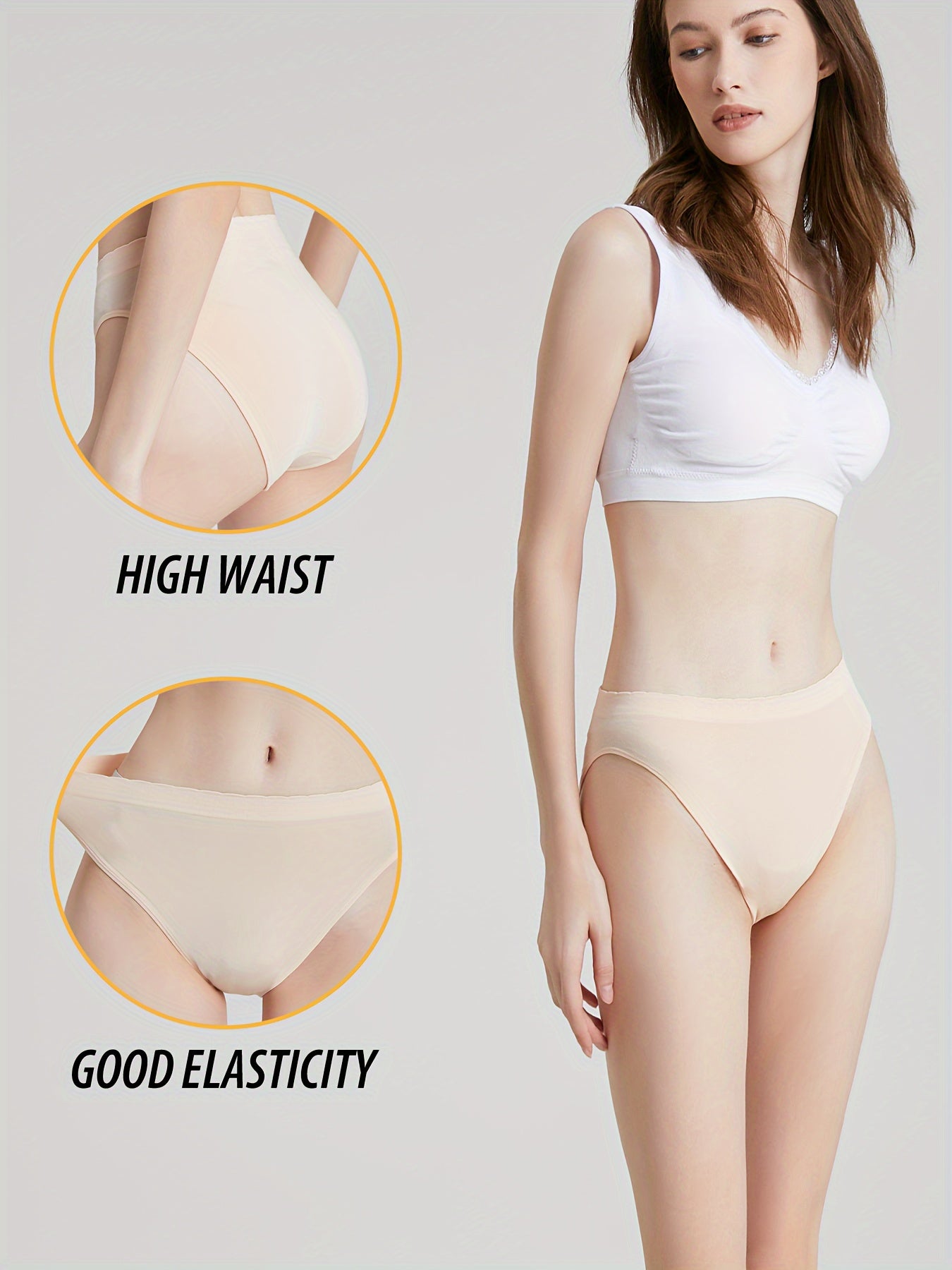 3pcs Solid Briefs Comfy & Breathable Panties Women's Lingerie