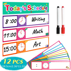 12-Piece Visual Schedule Pocket Chart Add-Ons for Toddlers & Classroom