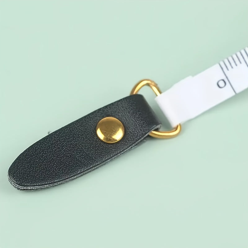 1pc 1.5m Portable Retractable Vintage PU Leather Mini Tape Measure