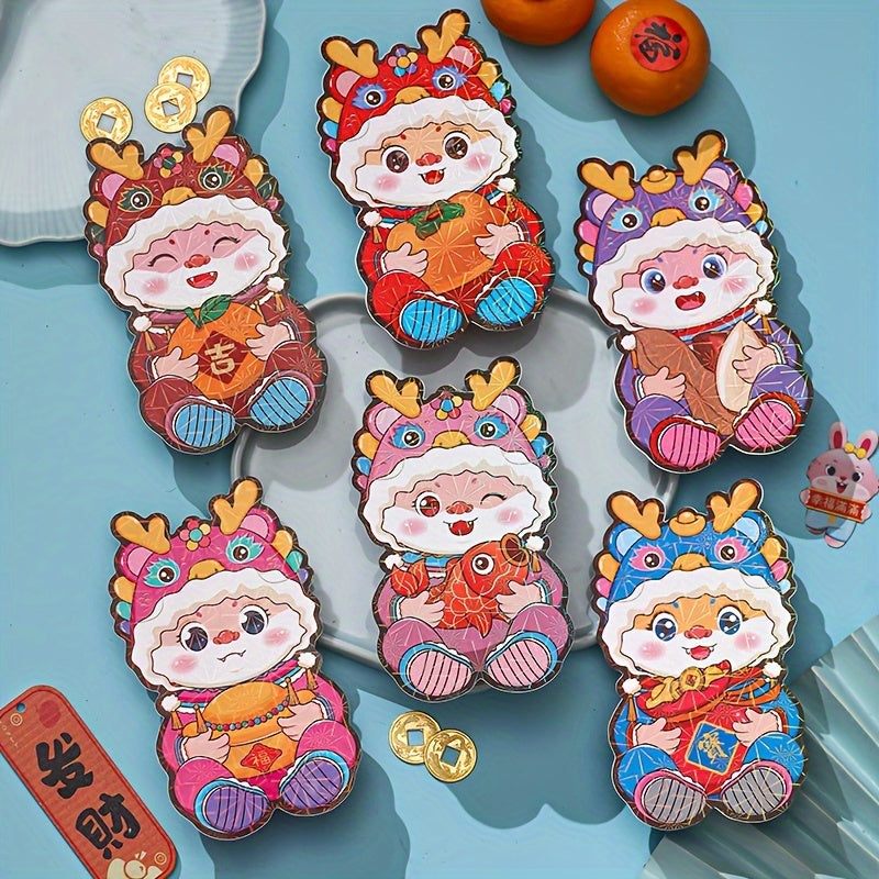 6pcs Year Of The Dragon Red Envelopes Spring Lucky Money Packets