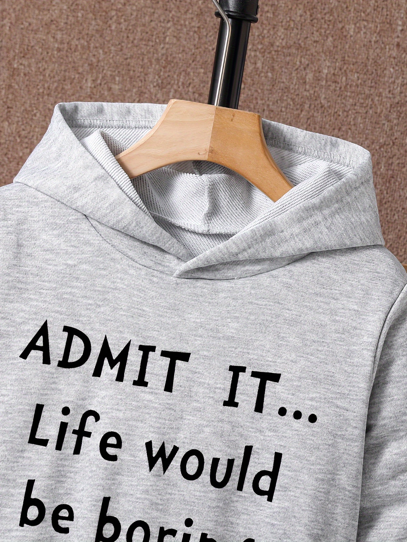 Boys Hoodie & Sweatpants 2pcs LIFE WOULD BE BORING Print Casual Kids Clothes