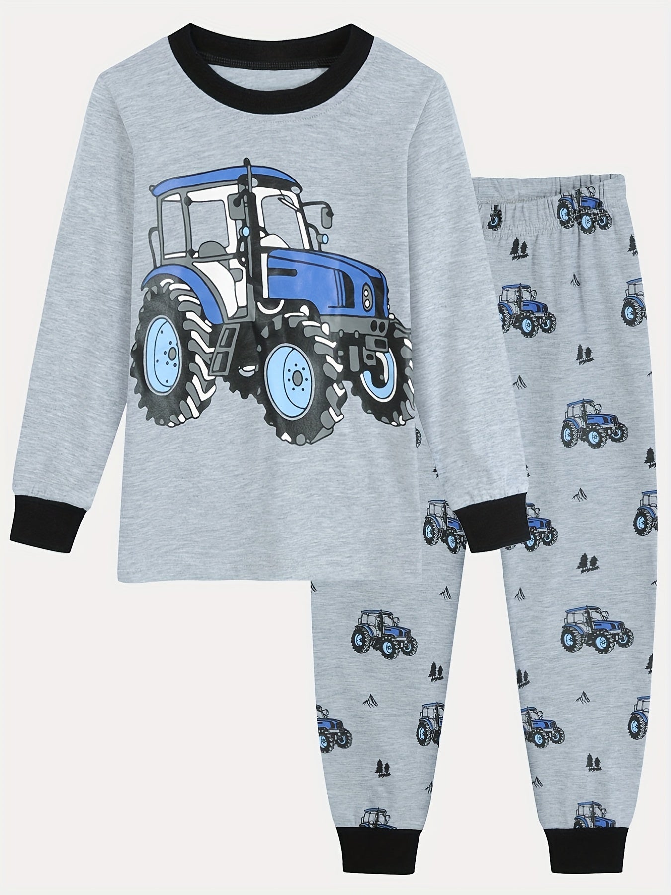Boys 2pcs Tractor Print Pajamas Set