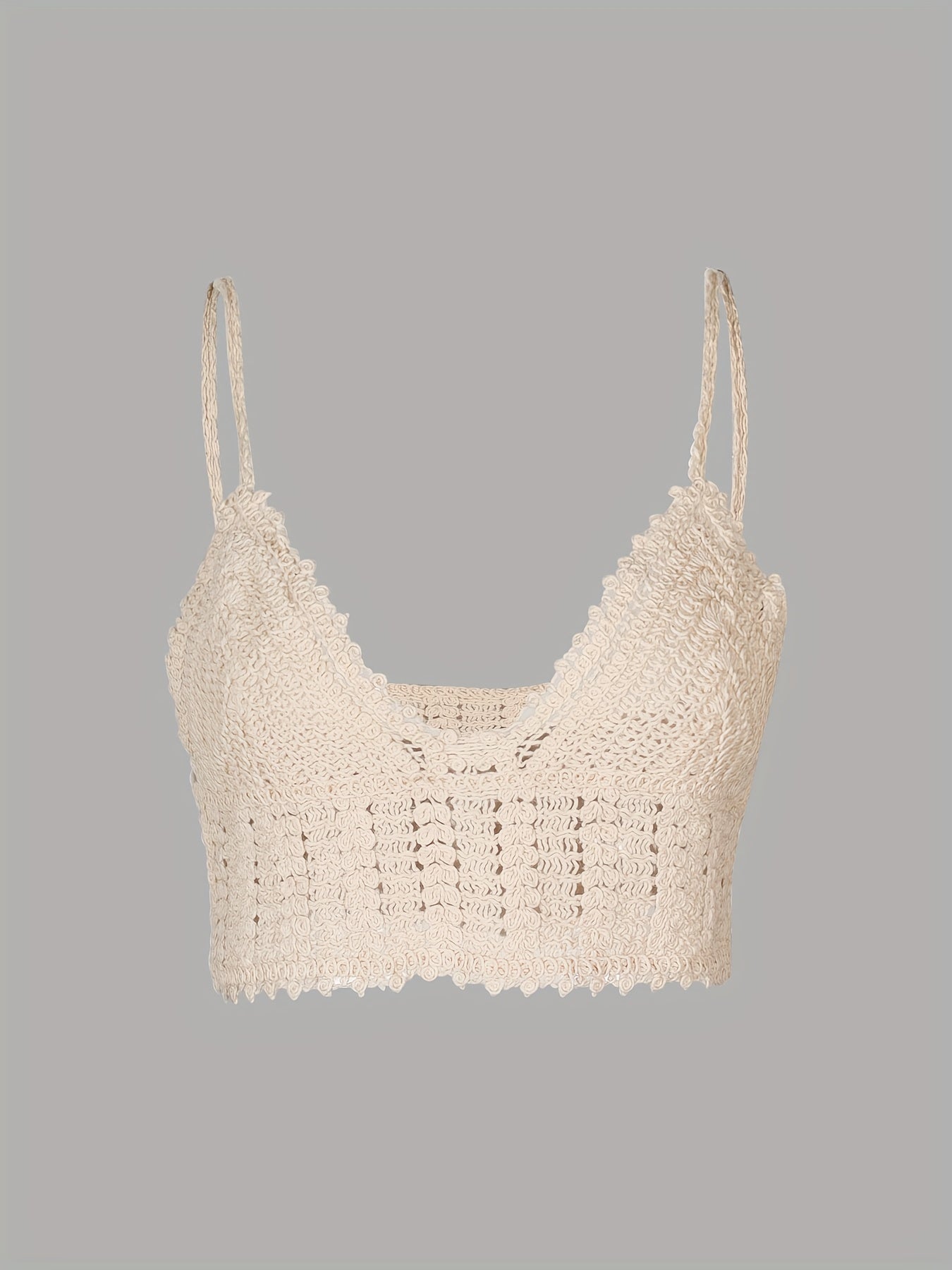 Hollow Out Cami V Neck Crochet Cover Up Top Women's Swimwear