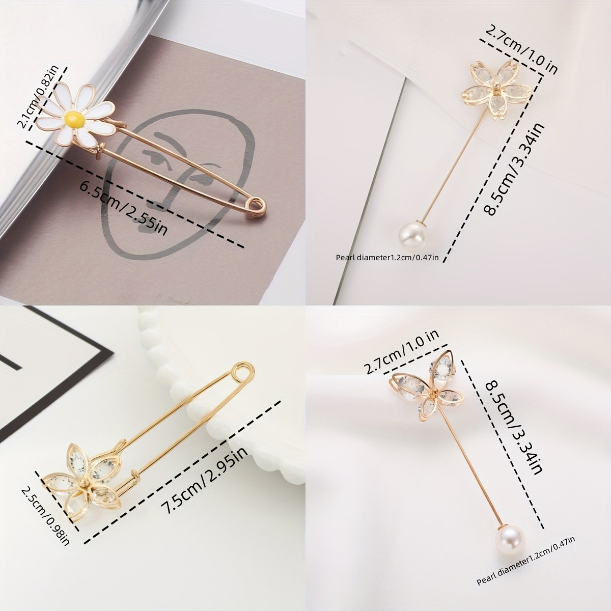 4pcs Personalized Brooch Sweater Shawl Clip Safety Pin Women's Clothing Decor
