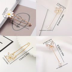 4pcs Personalized Brooch Sweater Shawl Clip Safety Pin Women's Clothing Decor