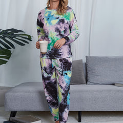 Tie Dye Lounge Set Crew Neck Top & Pants