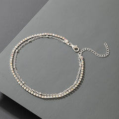 Colorful Zircon Punk Style Chain Anklet for Party Nightclub