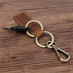 Retro Leather Antique Bronze Car Keychain For Men
