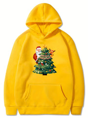 Girls Santa Print Hooded Sweatshirt Casual Pullover for Party Holiday
