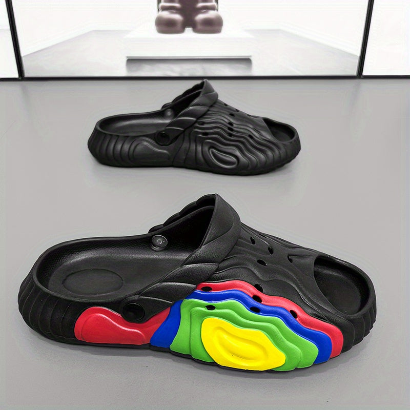 Men's Rainbow Stitching Print Summer Home Slippers