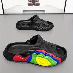 Men's Rainbow Stitching Print Summer Home Slippers