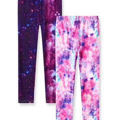 2pcs Girls Starry Sky Print Leggings Breathable Casual Pants
