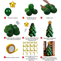 Christmas Tree Balloon Garland Kit with Golden Star Foil Balloon