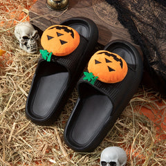 Women's Pumpkin Face Decor Slippers Halloween Shoes