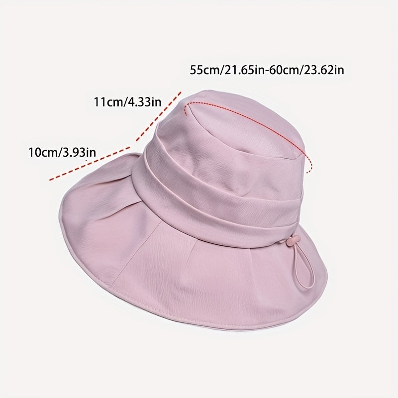 Pleated Sun Hat UV Protection Bucket Hat Adjustable Fisherman Cap