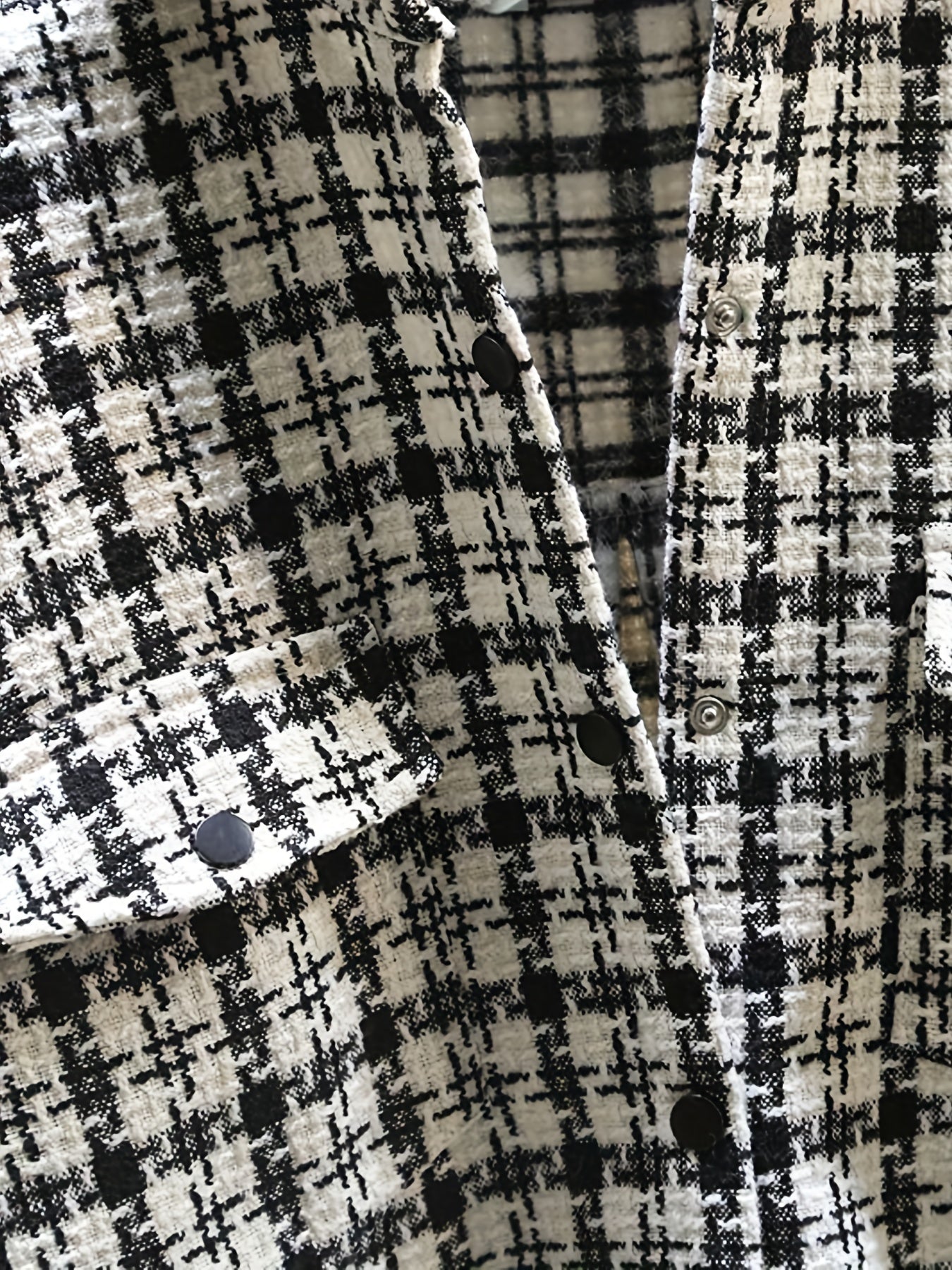 Tweed Plaid Drop Shoulder Jacket for Fall & Winter