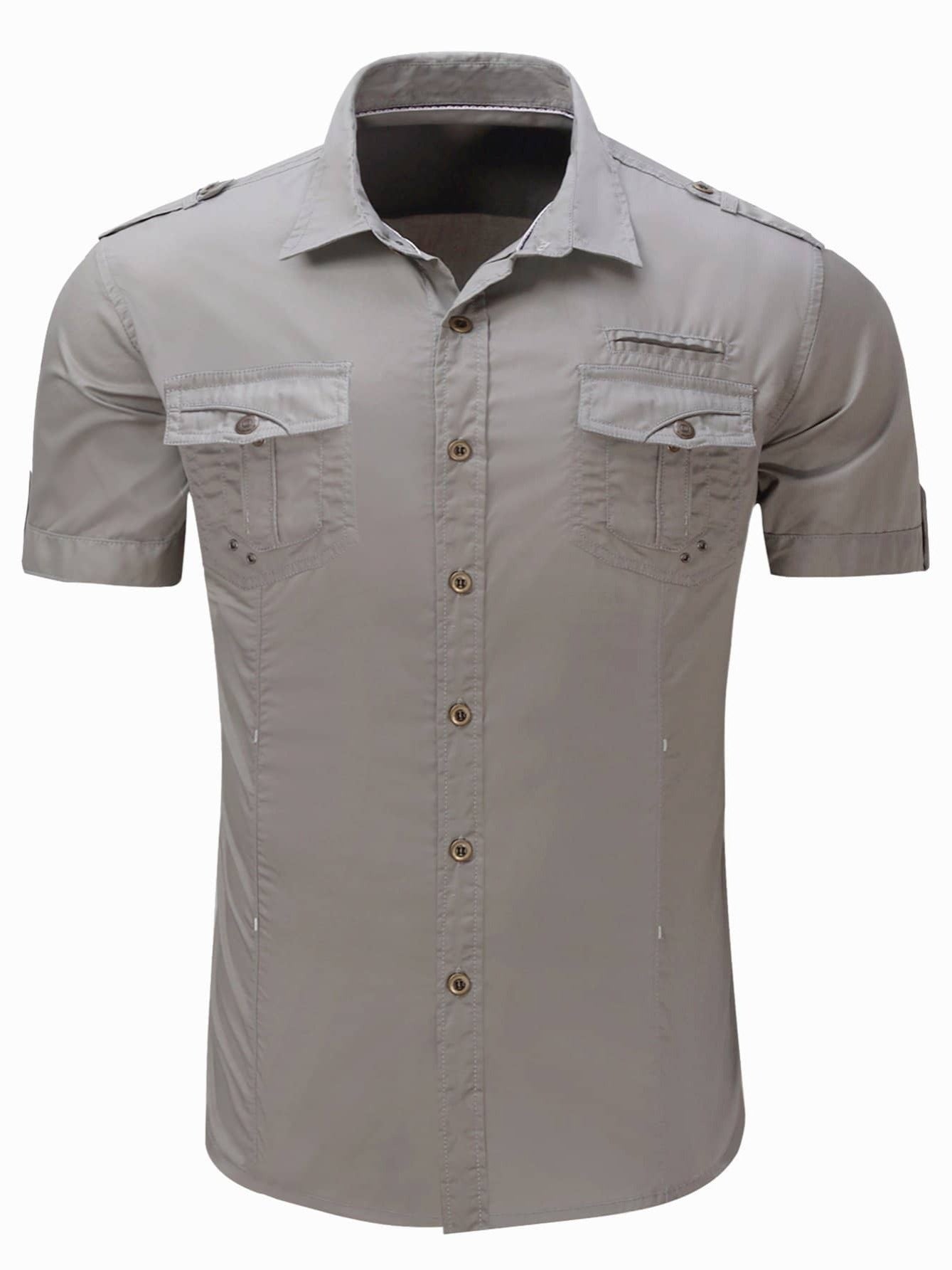 Men s Solid Casual Button Down Shirts - One Size Smaller