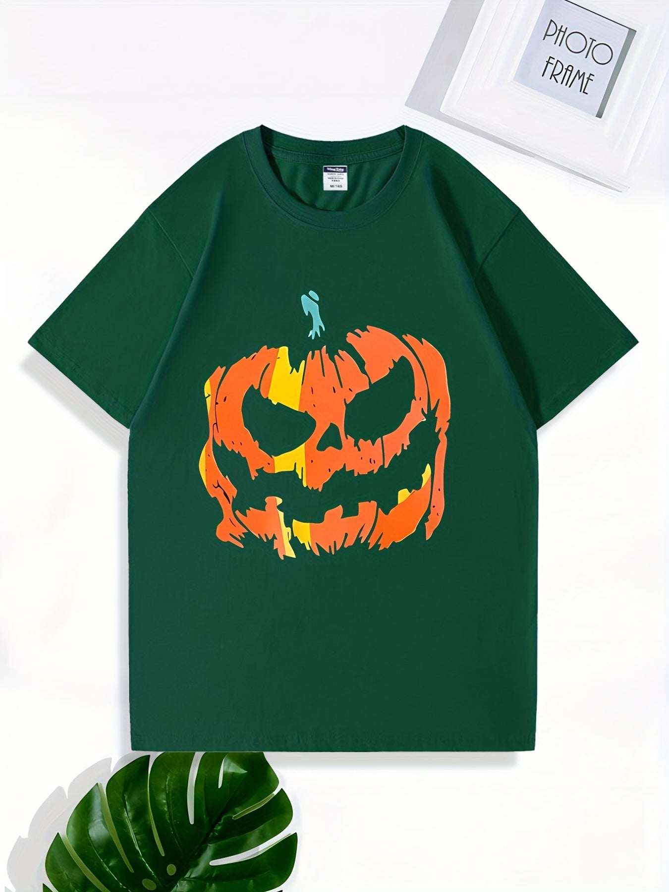 Halloween Pumpkin Pattern Print Men's Graphic Crew Neck Active T shirt
