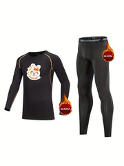 2pcs Kids Fleece Sets Long Sleeve Crew Neck Pullover Elastic Waist Pants
