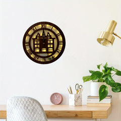 Wooden House Clock with Sound and Light Control