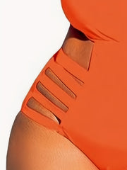 Crew Neck Cut Out Tummy Control One Piece Bathing Suit