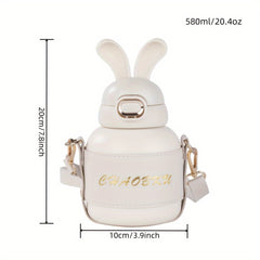 580ml Outdoor Bunny Ears Water Bottle with Straw