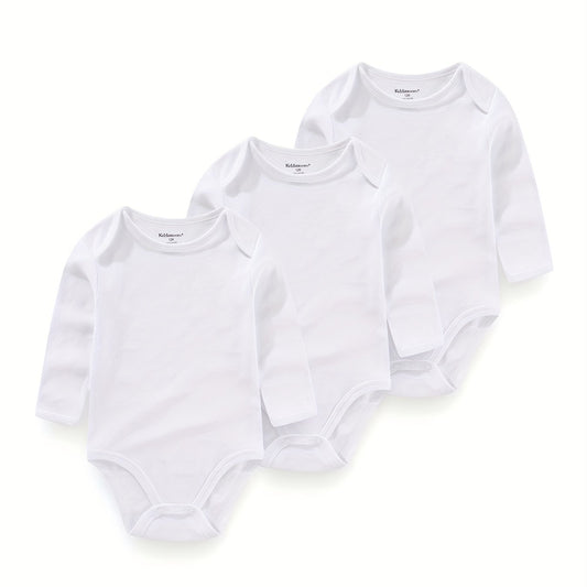 3Pcs Spring Autumn Unisex Long Sleeve Baby Bodysuits