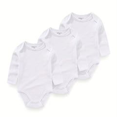 3Pcs Spring Autumn Unisex Long Sleeve Baby Bodysuits