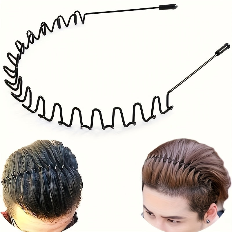 Men's Metal Spring Hairband Non Slip Headband for Sports