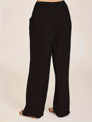 Solid Drawstring Wide Leg Pants for Women