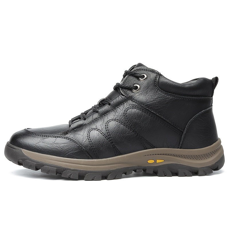 Men's Fuzz-lined Hiking Boots Lace-up Casual Walking Shoes