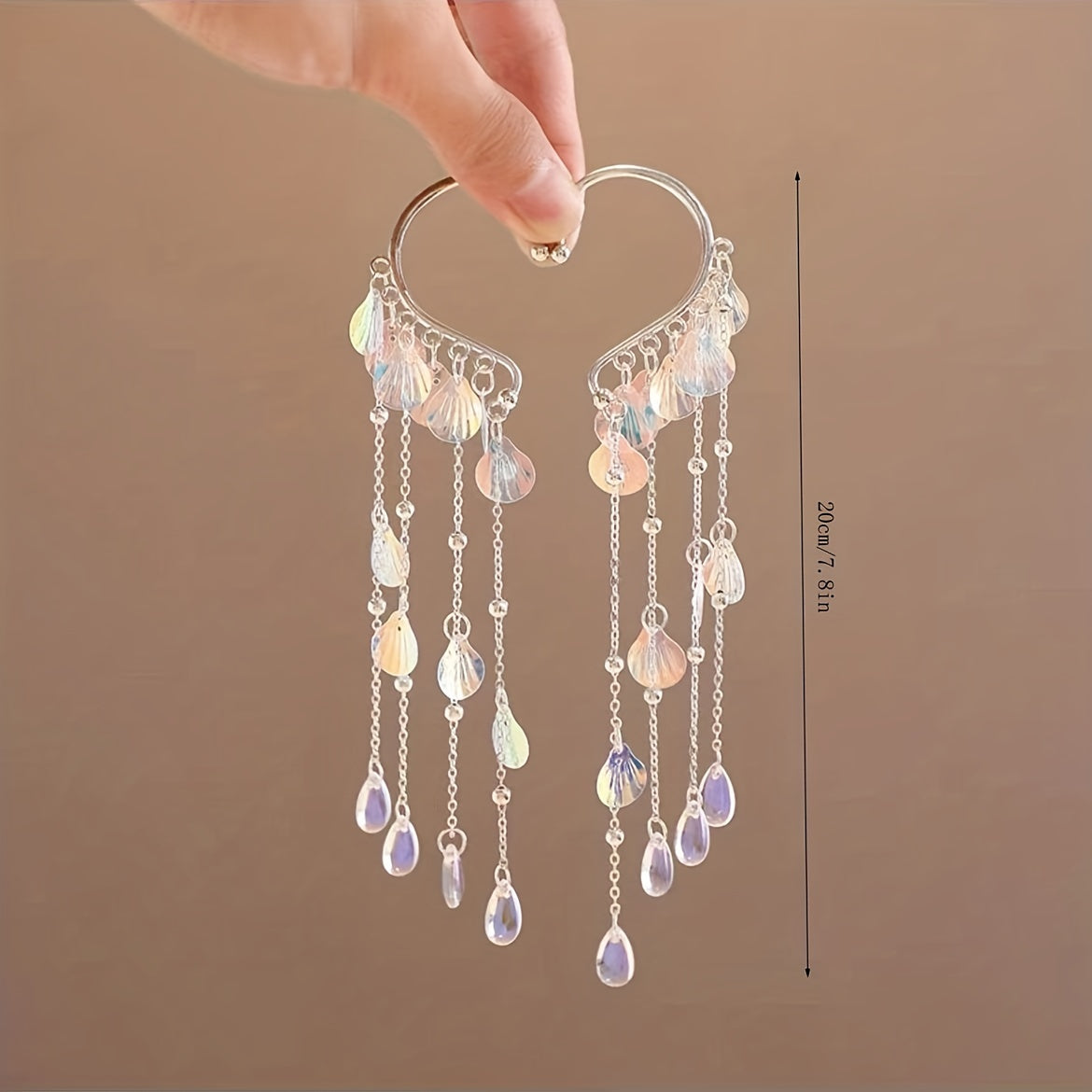 2pcs Colorful Tassel Fairy Earrings Faux Pearl Chinese Style Girls