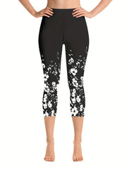 Floral Print Skinny Cropped Leggings Women's Clothing