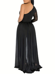 One Shoulder Jumpsuit With Overskirt Casual Women's Clothing