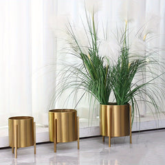 Metal Golden Floor Standing Vase Flower Arranger Plant Holder Home Decor
