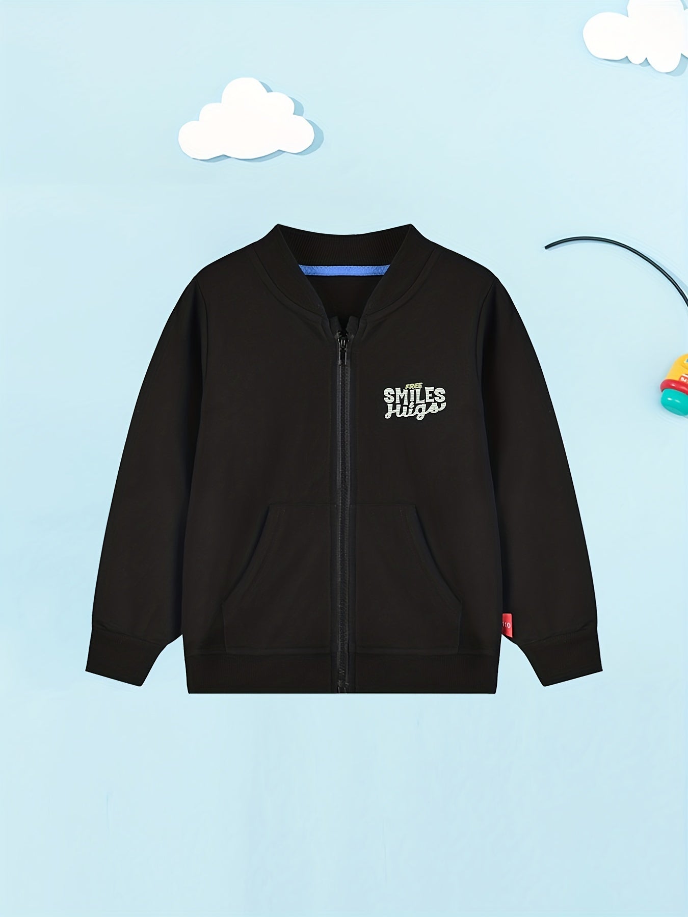 Boys Letter Print Jacket Zip Up Kids Clothing