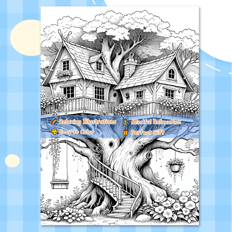 TREE HOUSE Adult Coloring Book - Perfect Gift for Christmas, Birthdays, Friends
