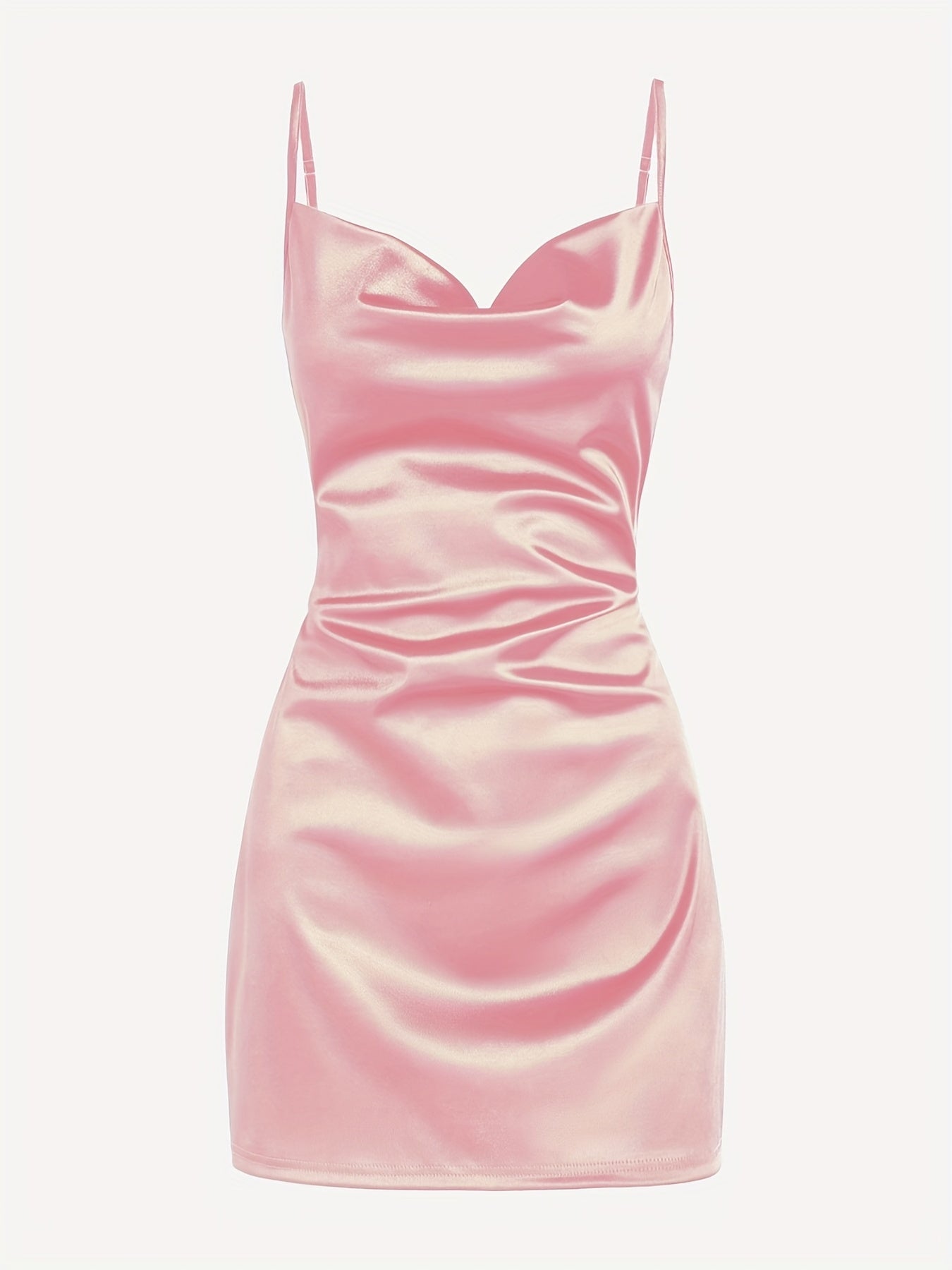 Solid Cowl Neck Bodycon Cami Dress