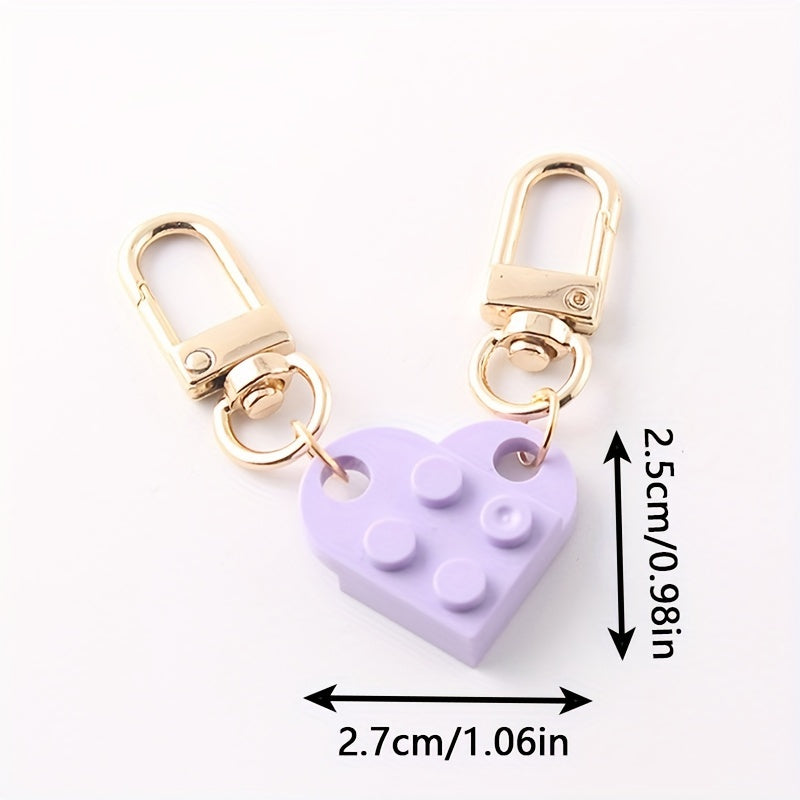 Love Heart Brick Keychains For Couples Creative Key Chain Bag Pendant