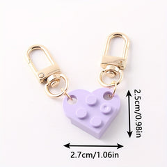 Love Heart Brick Keychains For Couples Creative Key Chain Bag Pendant