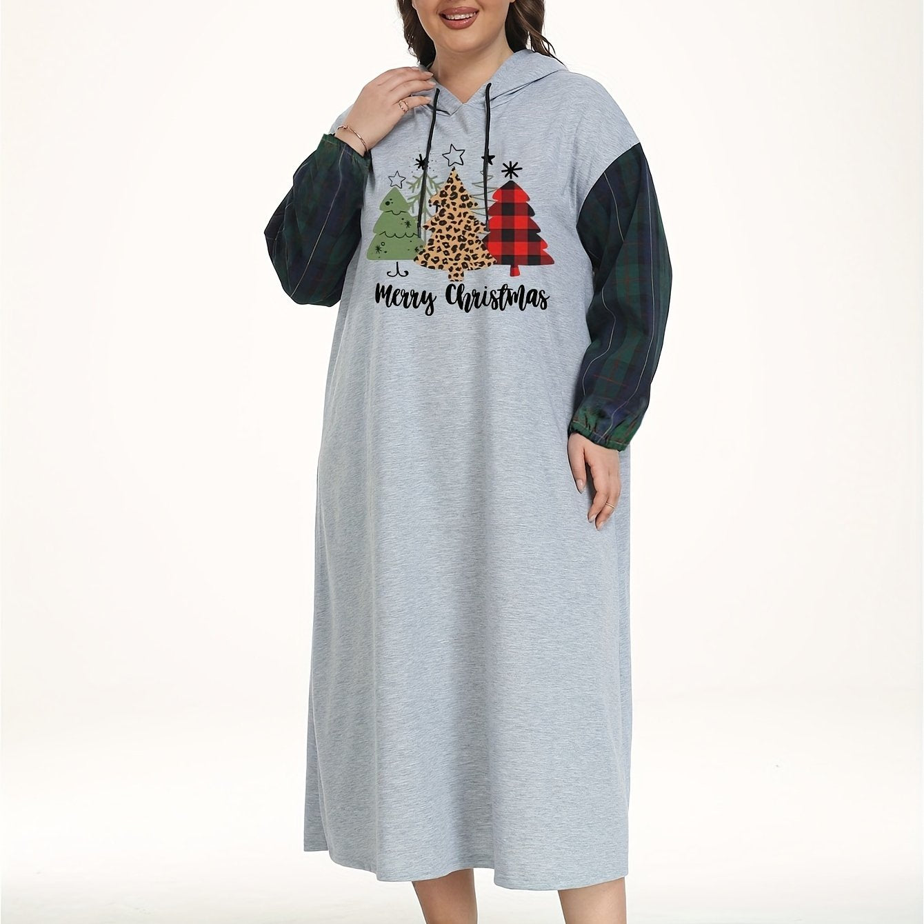 Christmas Lounge Dress Women's Hooded Sleep Dress