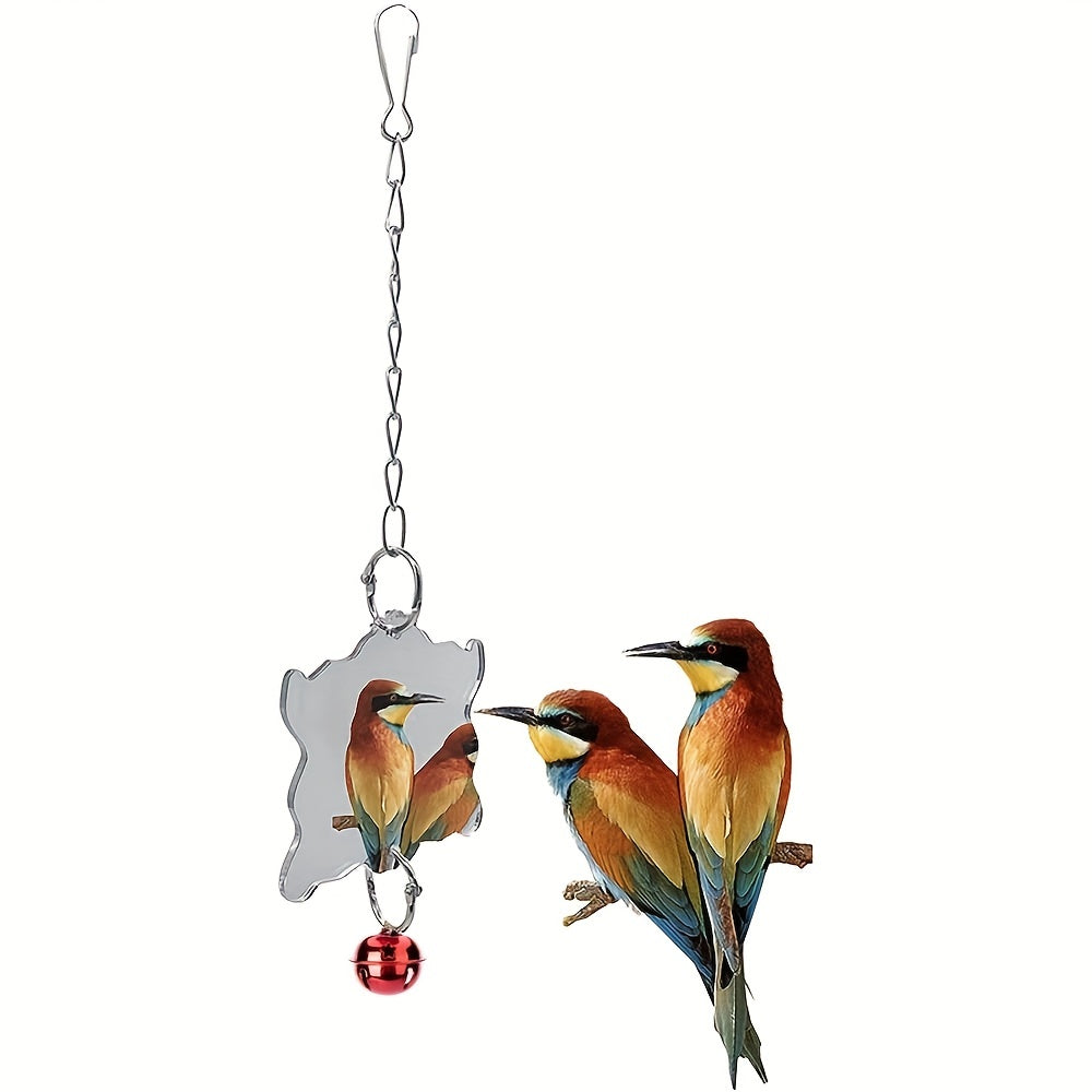Bird Mirror with Bell Parrot Toy