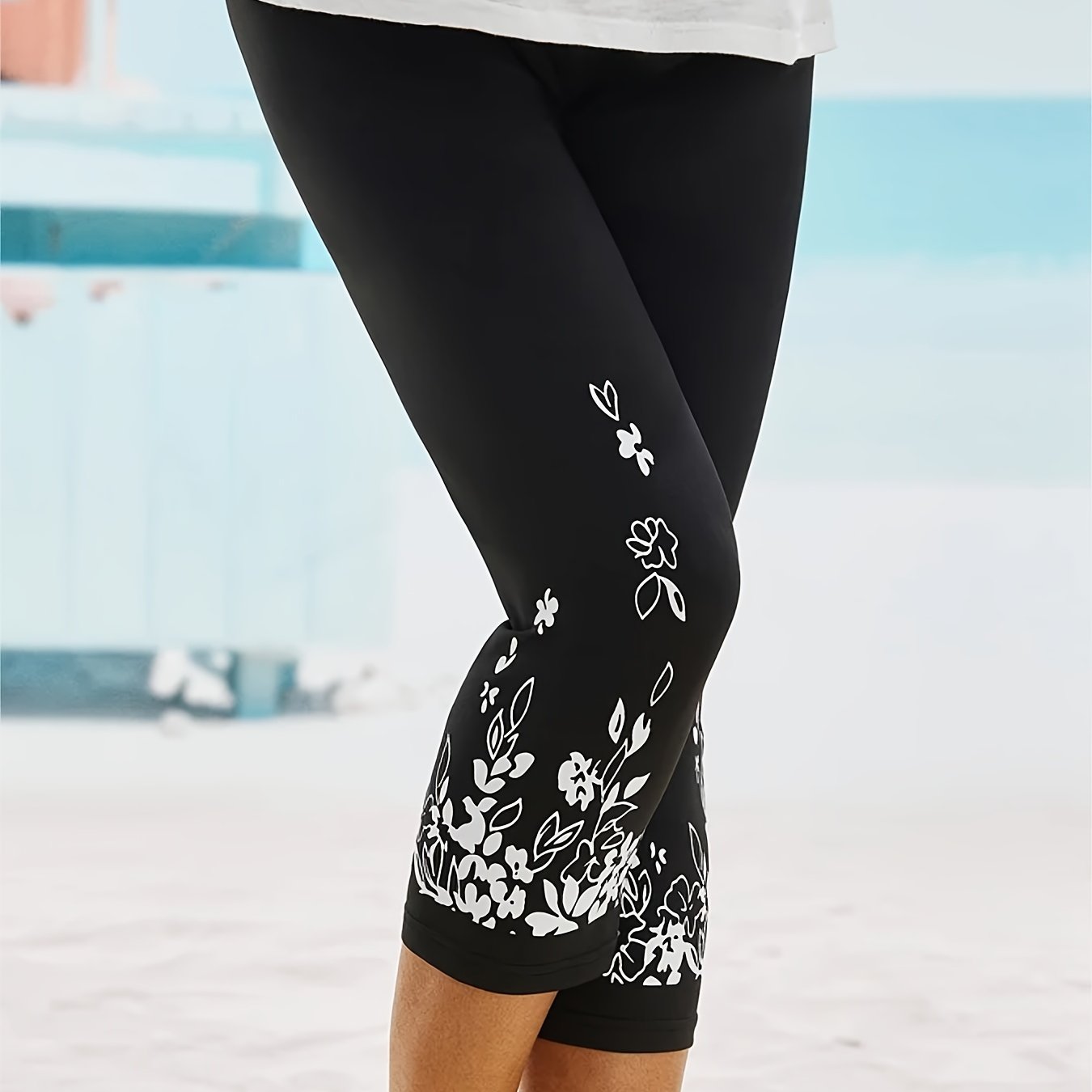 Floral Print High Waist Leggings for Spring
