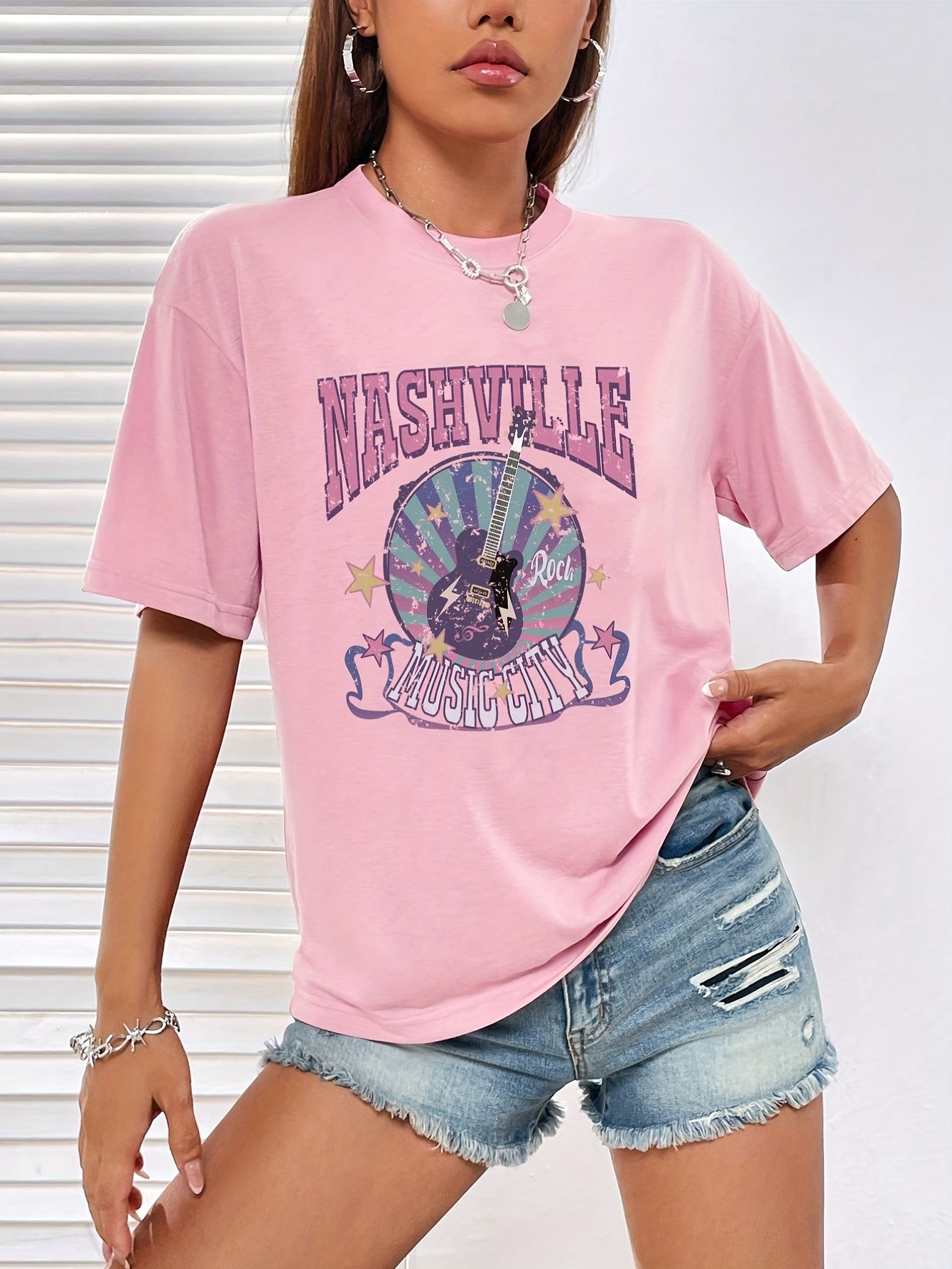 Music City Guitar Tee - Women's Crew Neck T-shirt