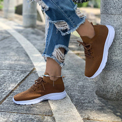Women's Knit Sock Sneakers Lace Up Low Top Sports Shoes