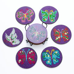 6pcs Butterfly Diamond Painting Coasters DIY Kit