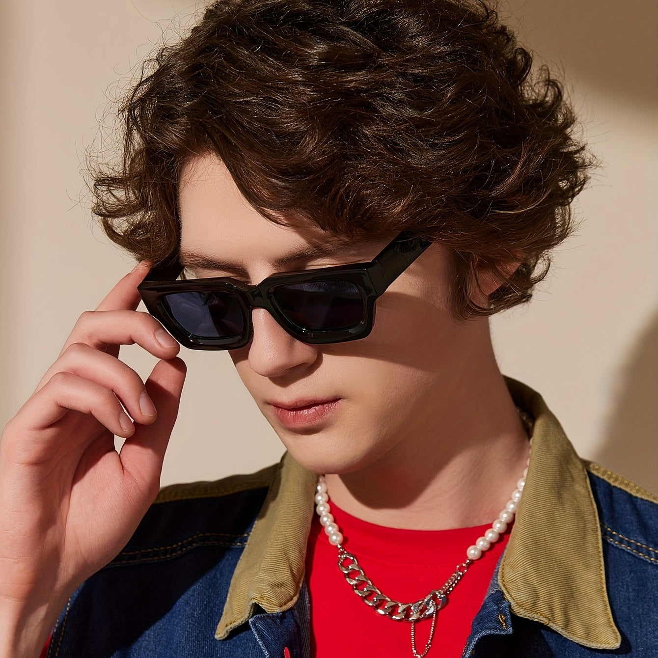 Men's Small Square Thick Edge Sunglasses UV Protection